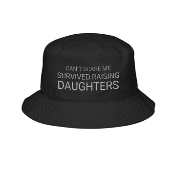 "Can't Scare Me" Embroidered Bucket Hat – Black