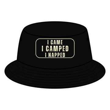 “I Came. I Camped. I Napped.” Black Bucket Hat