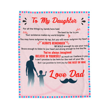 ❤️ To My Daughter – Love Dad Premium Velveteen Blanket