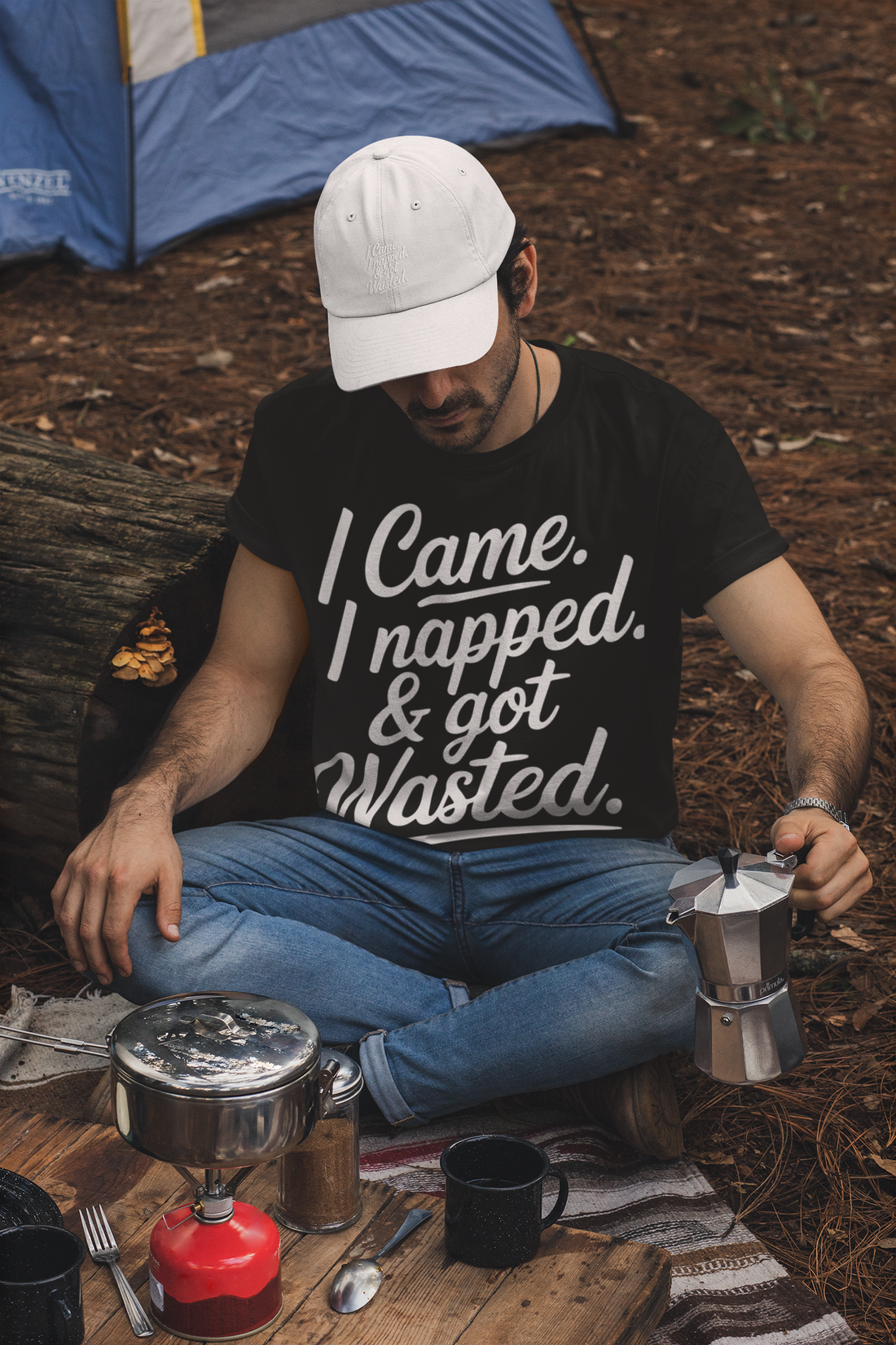"I Came. I Napped. & Got Wasted." Funny Black T-Shirt