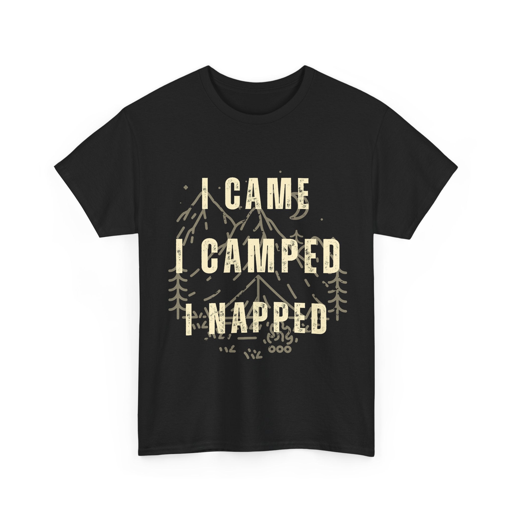 “I Came. I Camped. I Napped.” Black Tee