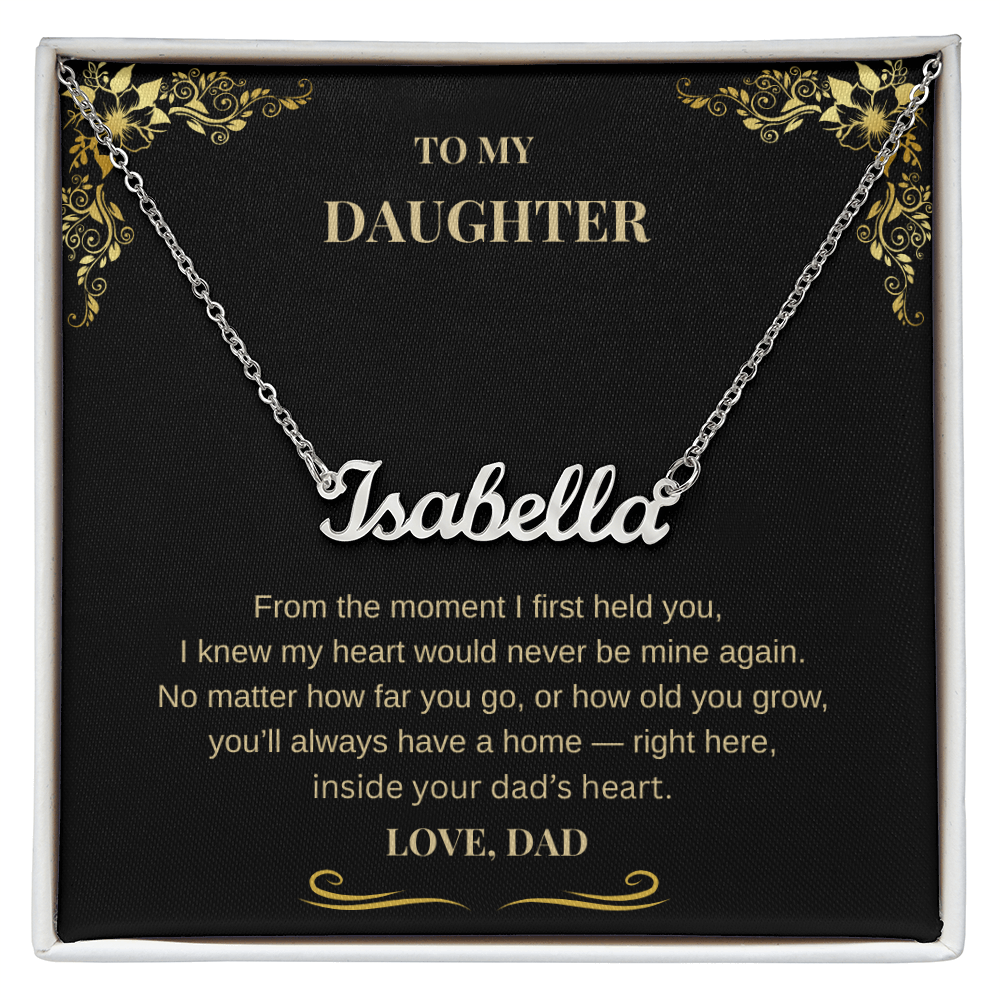 Custom Name Necklace with Heartfelt Dad's Message