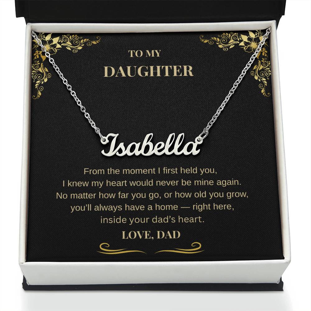 Custom Name Necklace with Heartfelt Dad's Message