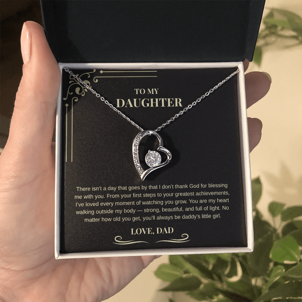 ✨ “Forever My Little Girl” Double Heart Necklace from Dad